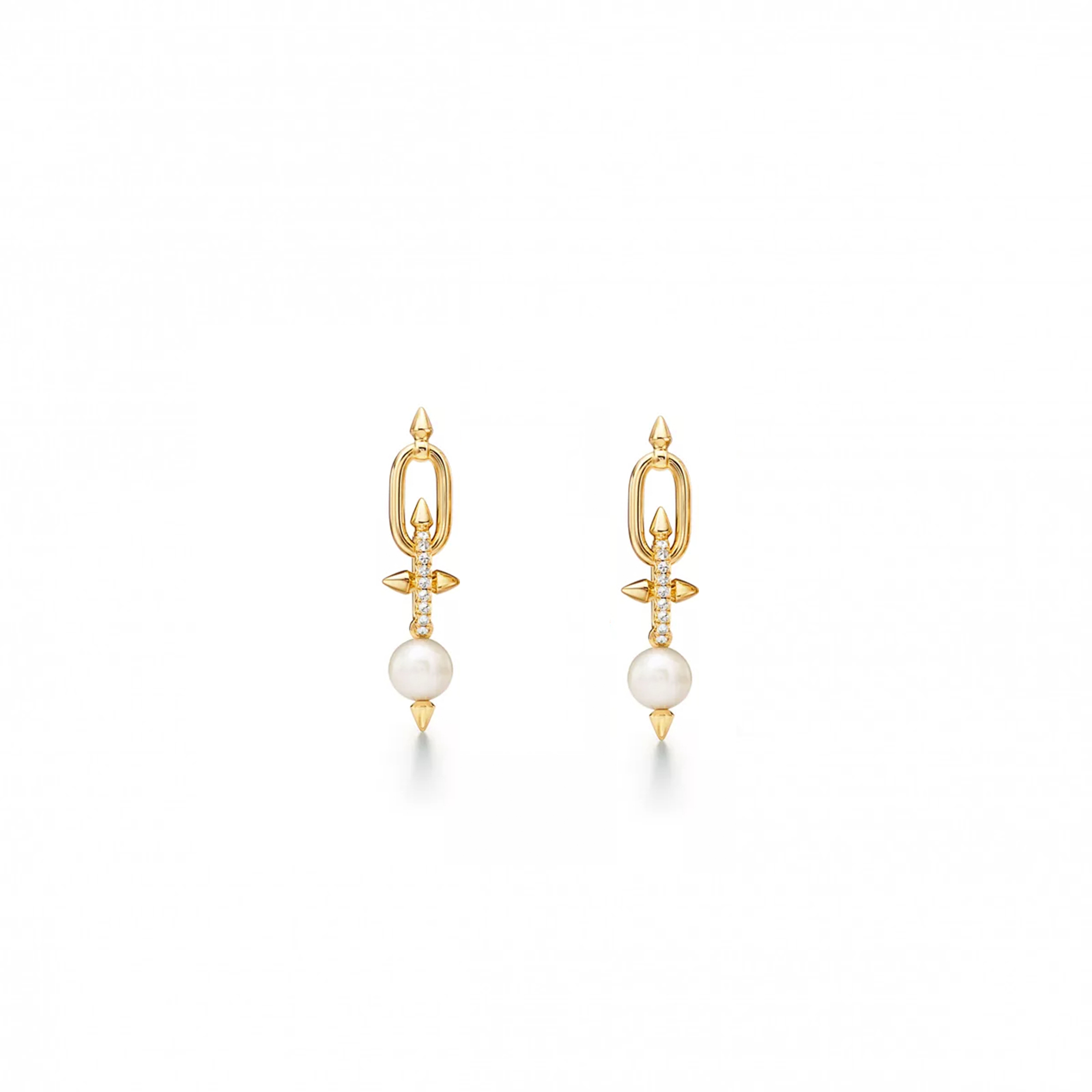 TIFFANY TITAN BY PHARRELL WILLIAMSPEARL EARRINGS IN YELLOW GOLD WITH DIAMONDS 73122198